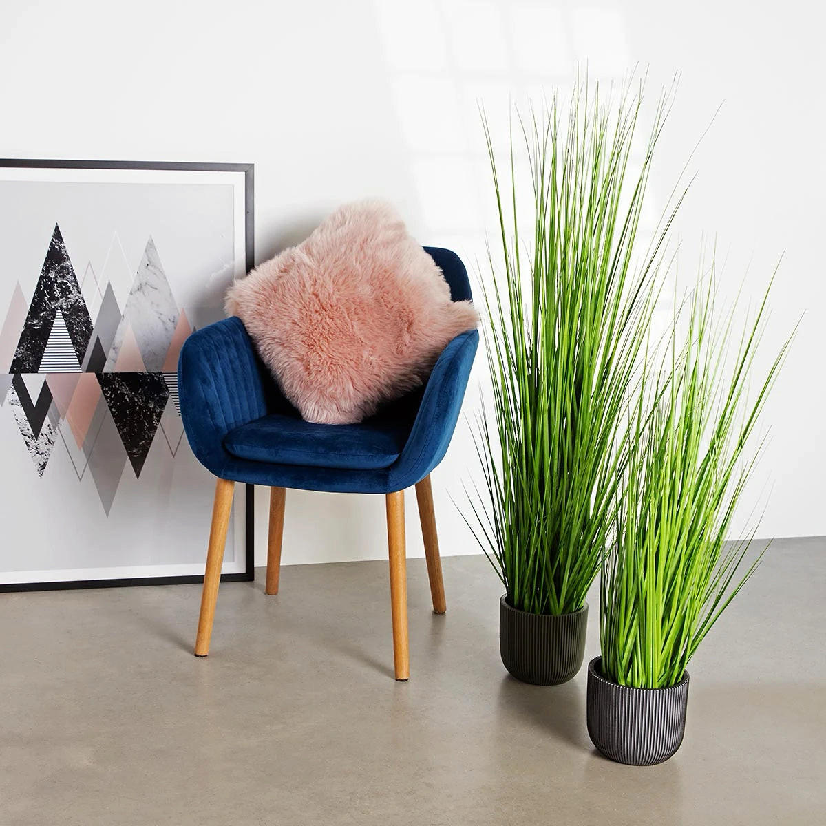 KUNSTPFLANZE Künstliches Gras - Chiara 90 cm - Grün, Kunststoff (90cm) - aplanta