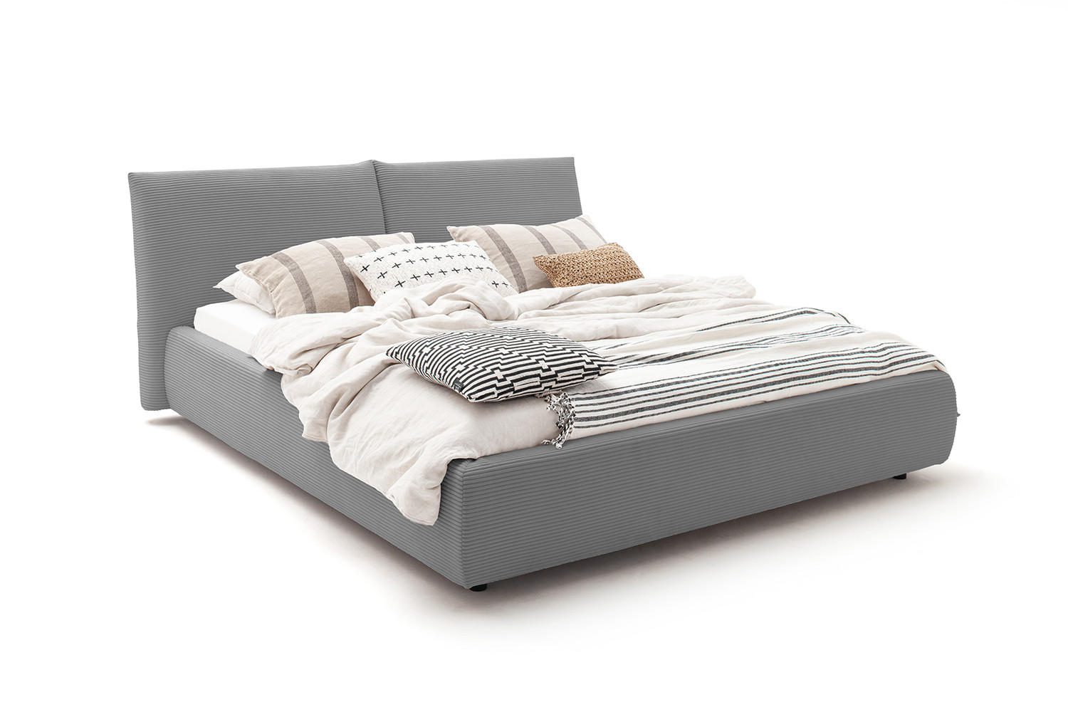 POLSTERBETT HENRY Grau Cord - Schwarz/Grau, Textil (180/200cm) - KAWOLA