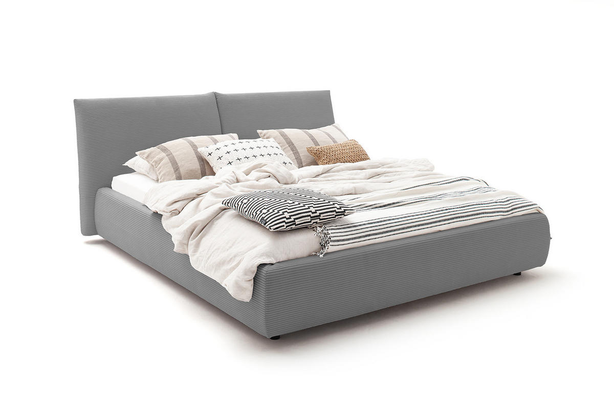 POLSTERBETT HENRY Grau Cord - Schwarz/Grau, Textil (160/200cm) - KAWOLA