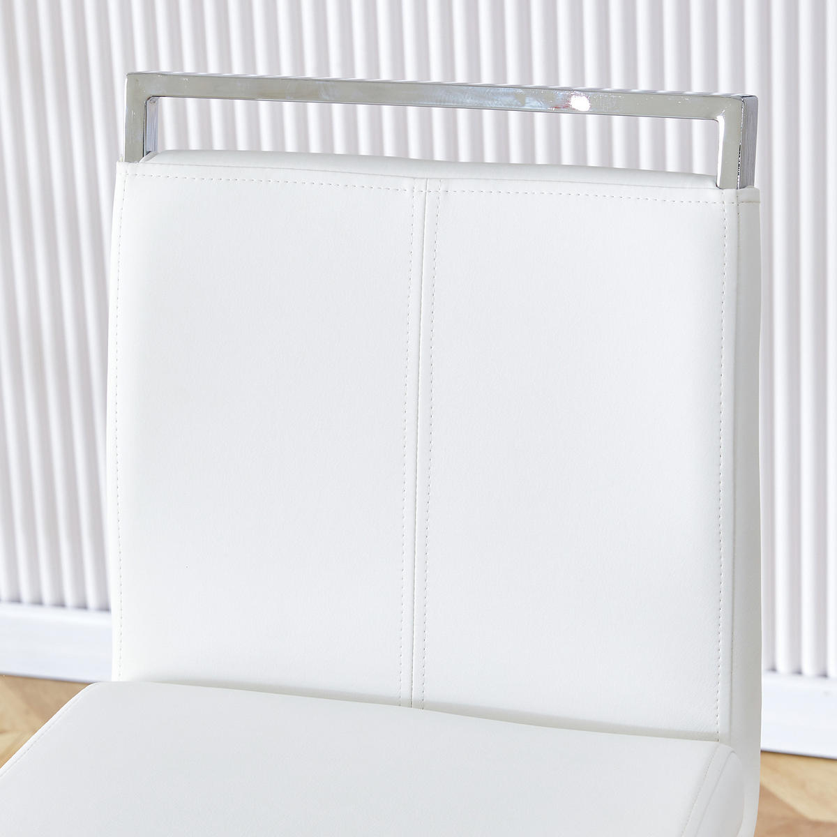 BARHOCKER 2er-Set Weiß mit PU-Leder und Fußstütze - Weiß, Metall (39/96.5/46.5cm) - PANGIVO