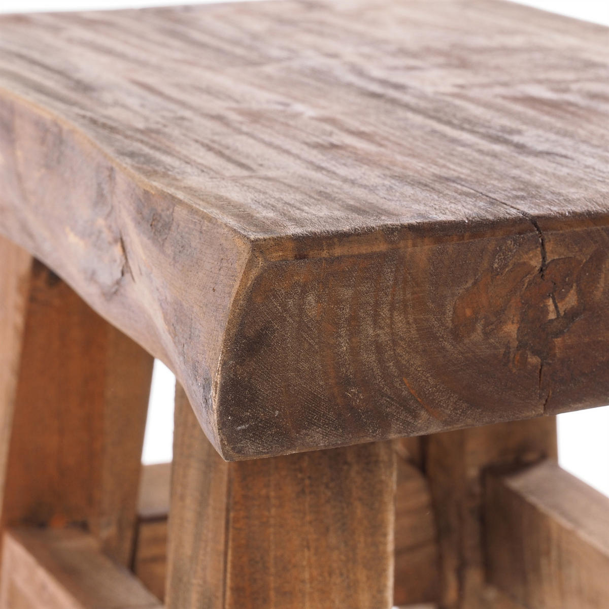 HOCKER VINTAGE 40 Massivholz 01 natur-vintage - Naturfarben, Holz (45/43/27cm) - DESIGN DELIGHTS