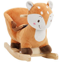 KINDER-SCHAUKELPFERD Holz Plüsch PP-Baumwolle Braun - Braun, Holz (32/49/60cm) - AIYAPLAY