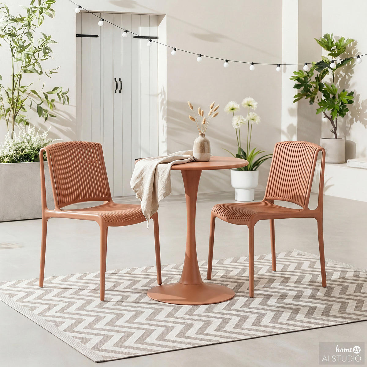 GARTENTISCH - Stahl - Terracotta, Metall (60/60/75cm) - home24