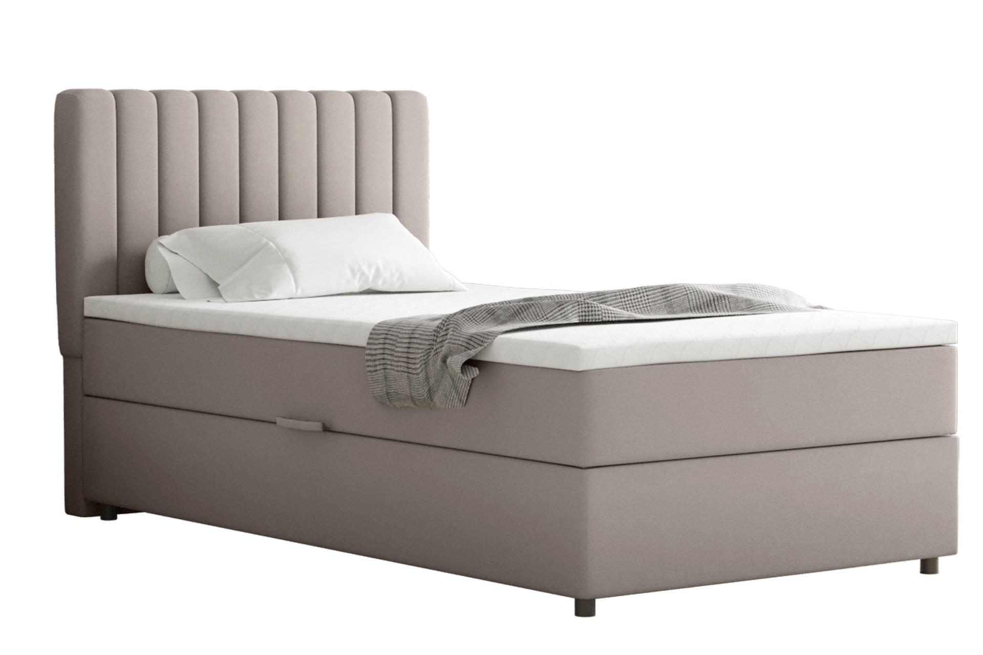 BOXBETT Everest 100 x 200 cm Einzelbett mit hochwertiger Bonell-Matratze und Topper - Cappuccino, Holz (100/200cm) - Panda Möbel