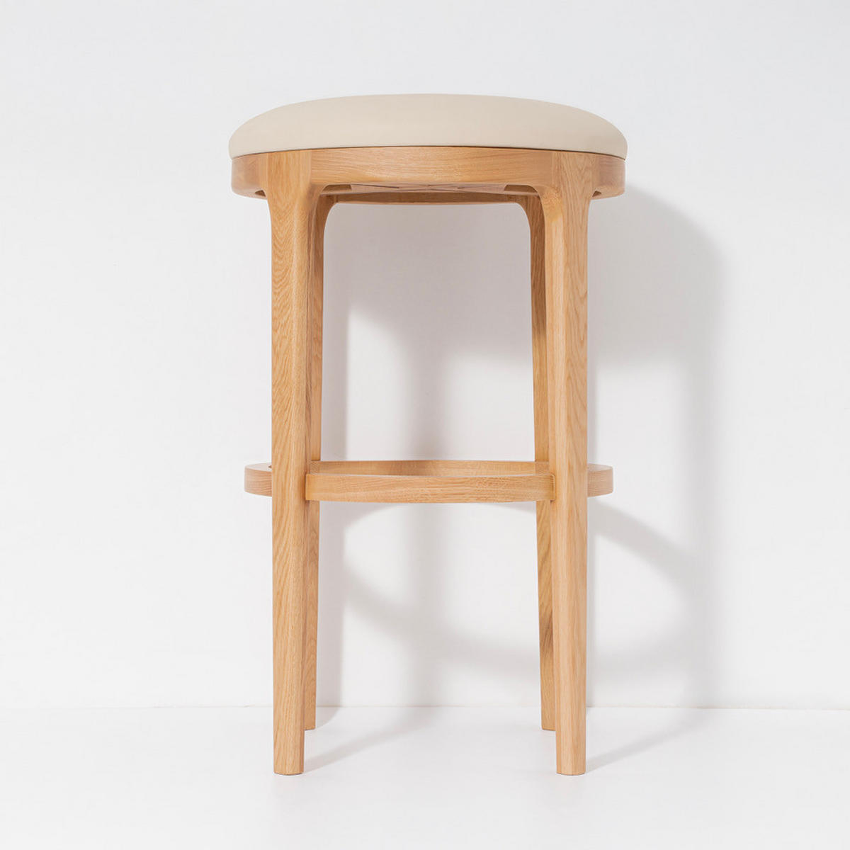 BARHOCKER Nature, Eiche Natur, Kunstleder Beige - Beige, Holz (43/66/43cm) - WOODEK