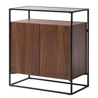 KOMMODE - Echtholzfurnier / Metall - Walnuss / Schwarz - Braun, Glas/Holzwerkstoff (84/92/45cm) - home24