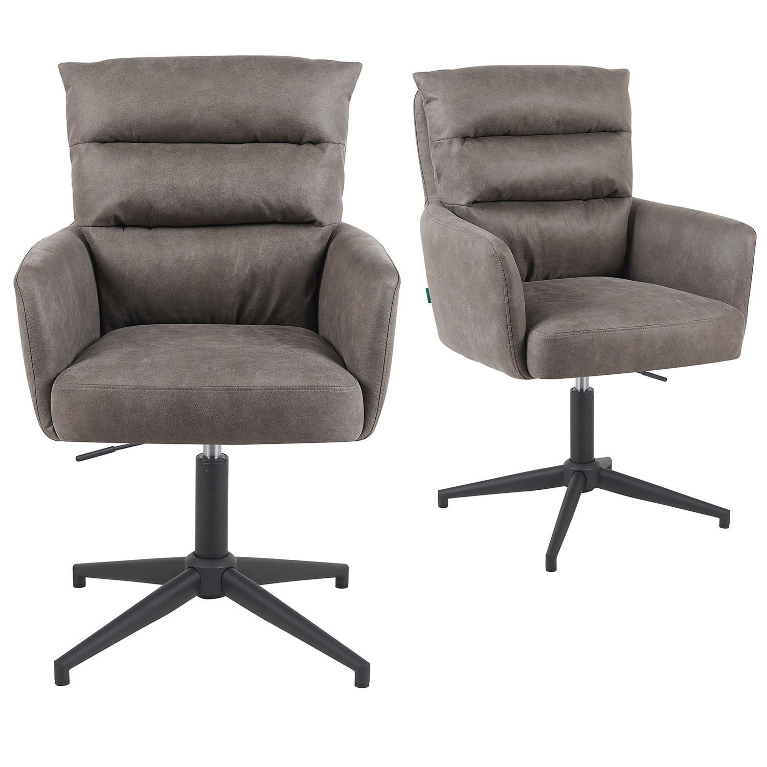 BÜROSTUHL Mika-Romy - Taupe/Schwarz, Textil/Metall (59/91/66cm) - DUBI Möbel