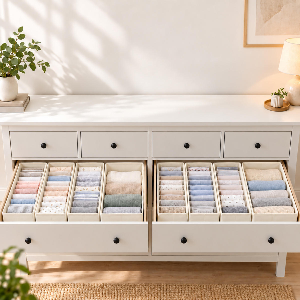 ORGANIZÉR Beige 8dílná-sada - béžová, textil/papír (17/11/40cm) - Relaxdays