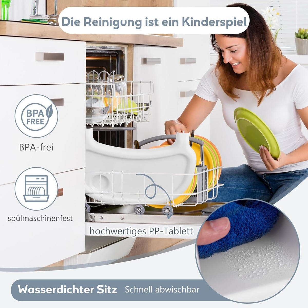 BABYHOCHSTUHL Weiß - Weiß, Kunststoff (61.5/87/66cm) - COSTWAY