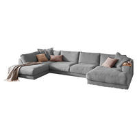 WOHNLANDSCHAFT MADELINE Grau Cord - Schwarz/Grau, Kunststoff/Textil (425/86/224cm) - KAWOLA