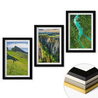 WANDBILDER 3er-Set - 20x30 cm Schwarzer Rahmen - Grüne Berge, Flussfelsen - Schwarz, Kunststoff (20/30cm) - ArtPrintCave