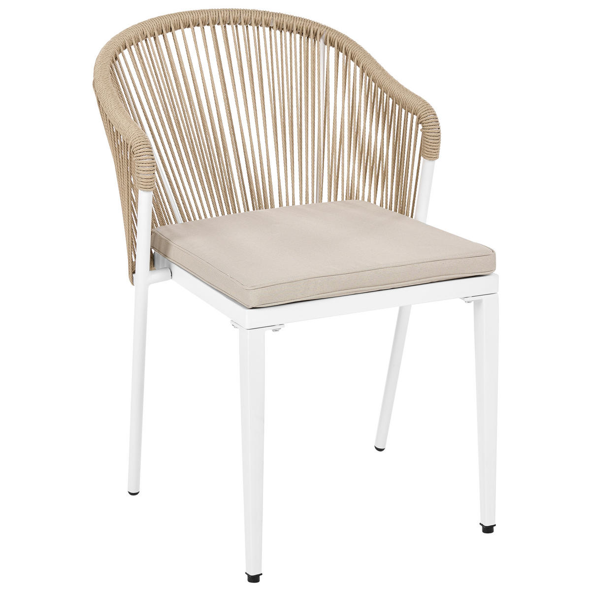 STUHL 2er-Set und Sitzkissen Metall Beige Paranea - Beige/Weiß, Metall (46/80/47cm) - Beliani