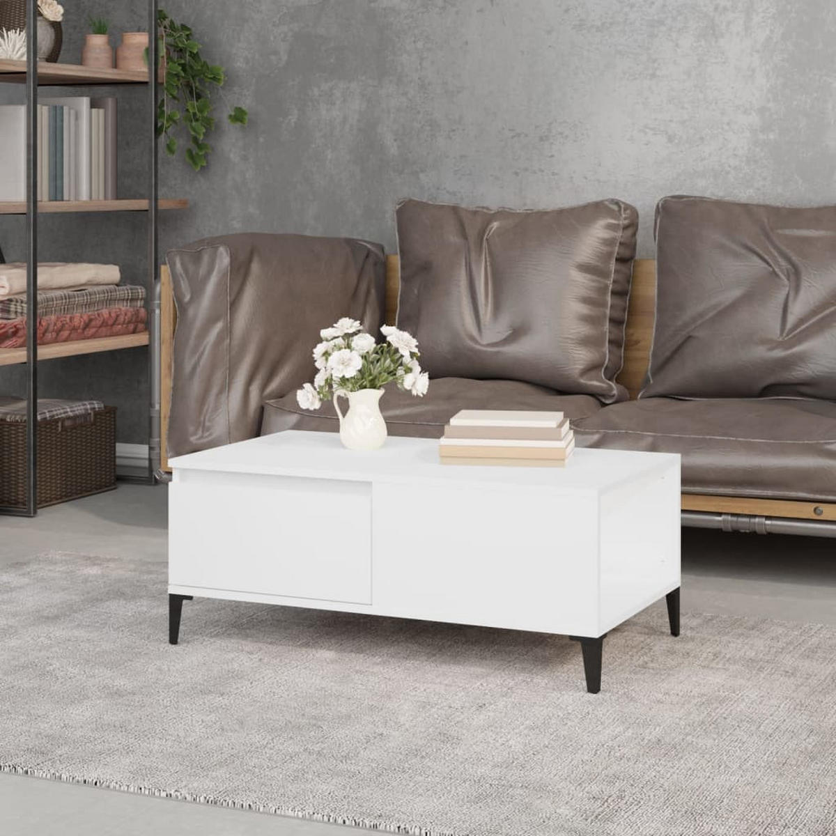 COUCHTISCH Weiß 90x50x36,5 cm Holzwerkstoff - Weiß, Holzwerkstoff (90/50/36.5cm) - furnicato