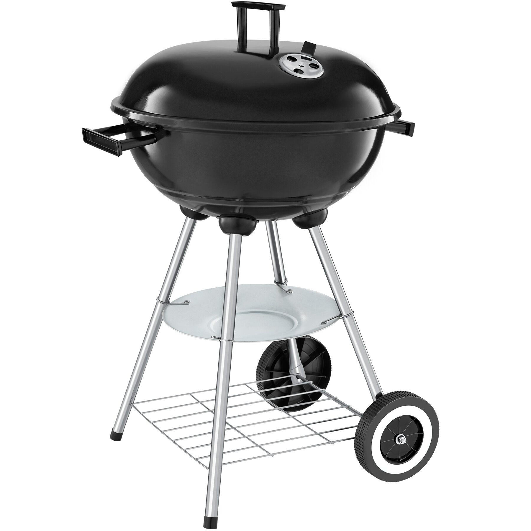 KUGELGRILL , Ø Rost 41,5 cm, schwarz/silber - Silberfarben/Schwarz, Metall (41.5/75cm) - tectake