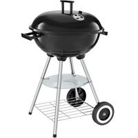 KUGELGRILL , Ø Rost 41,5 cm, schwarz/silber - Silberfarben/Schwarz, Metall (41.5/75cm) - tectake
