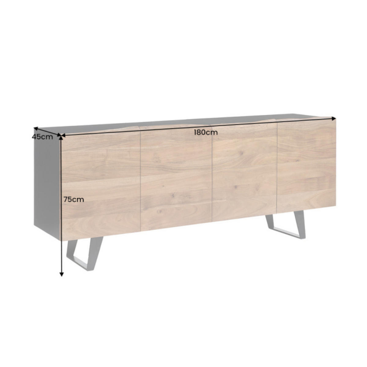 SIDEBOARD ORGANIC ARTWORK Akazie 180cm - Schwarz/Braun, Holz/Metall (180/75/45cm) - riess-ambiente