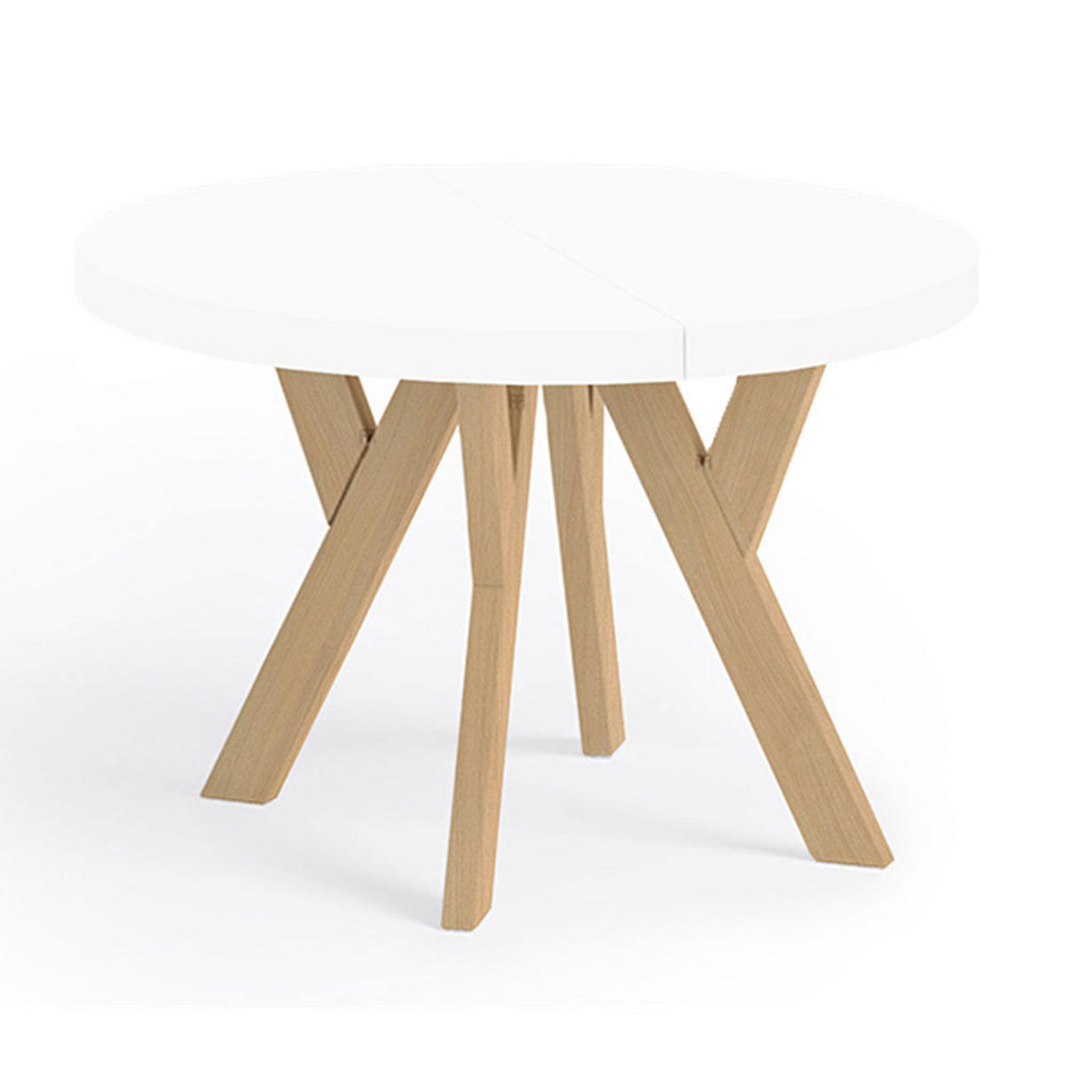 ESSTISCH Runder Ausziehbarer PERO 100/200, Weiß/Buche Natur - Hellbraun/Weiß, Holz (200/100/77cm) - Dekori_Interiors