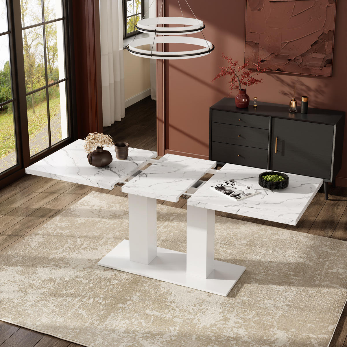 ESSTISCH, 6-8 Personen, Ausziehbar, 140/180x70cm, Weiß - Weiß, Holzwerkstoff (180/70/75cm) - FLIEKS