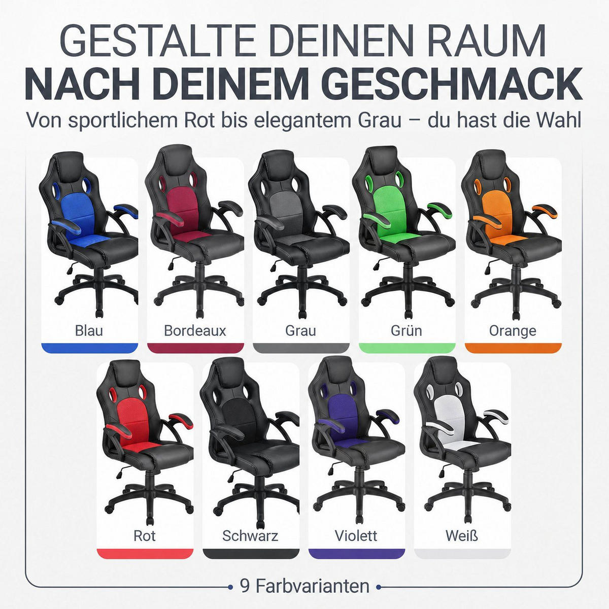 SCHREIBTISCHSTUHL Montreal Schwarz - Schwarz, Textil (47/111/52cm) - Juskys