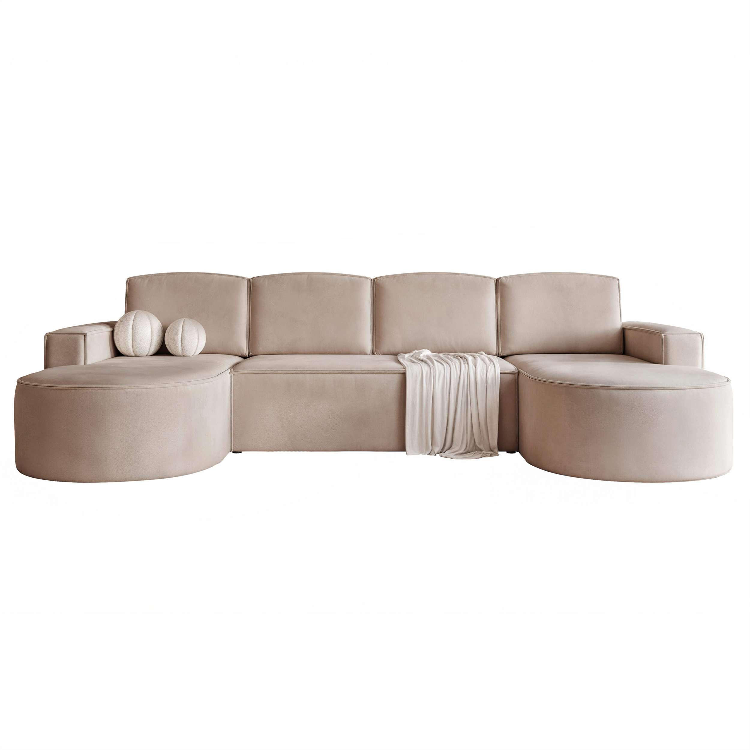 WOHNLANDSCHAFT U-Form mit Schlaffunktion, Braun - Braun, Textil (316/88/157cm) - Idohome