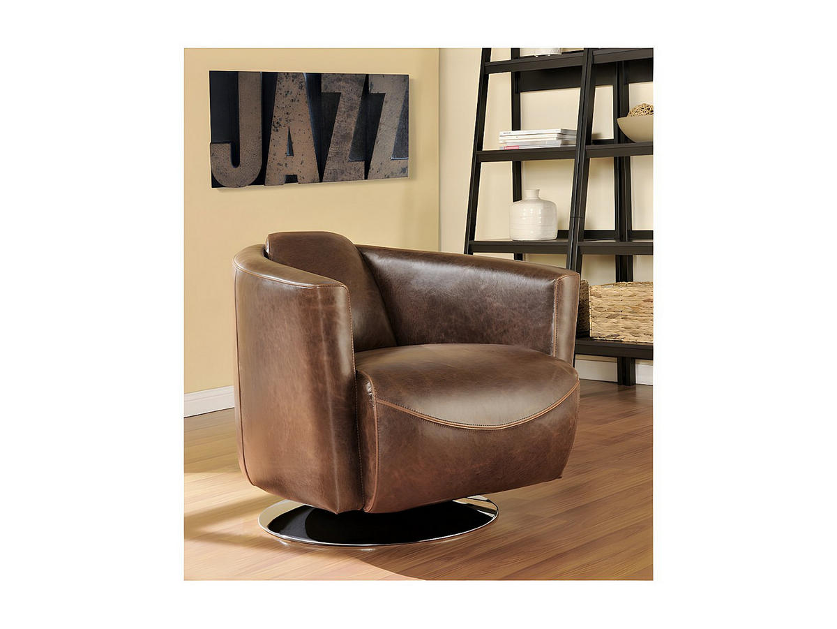 CLUBSESSEL Leder - Vintage Leder - FLORENTIN - Braun, Leder (78.5/73/85.5cm) - Vente-Unique