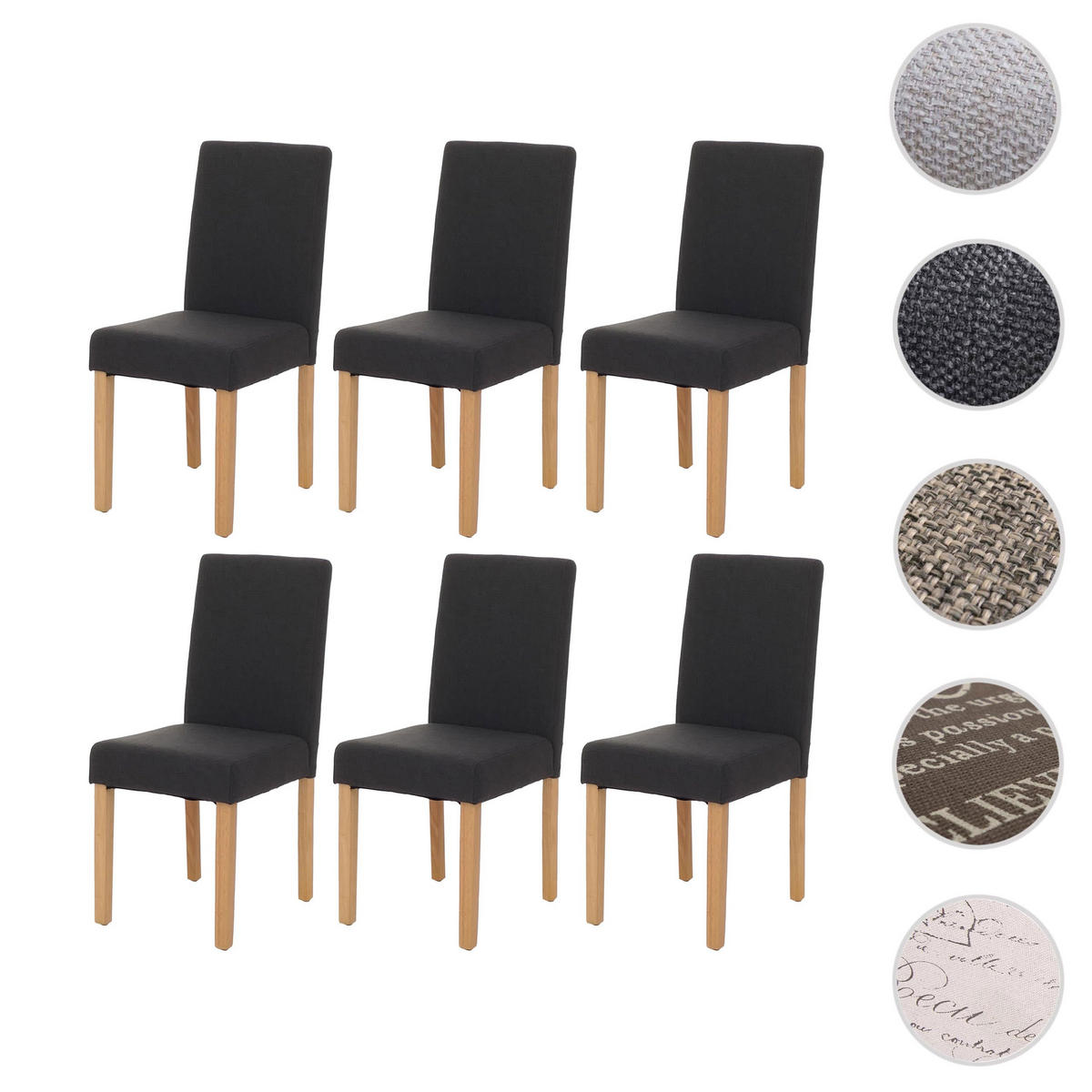 ESSZIMMERSTUHL 4er-Set klassisch und zeitlos 90x43x56cm Sitzhöhe 45cm Textil helle Beine Schwarz - Schwarz, Textil (43/90/56cm) - CHEFGASTRO