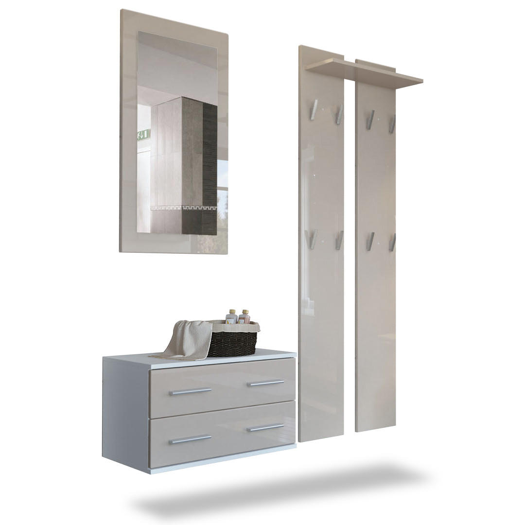 GARDEROBE Kioto Front in Sandgrau Hochglanz - Sandfarben, Holzwerkstoff (170/200/35cm) - Vladon