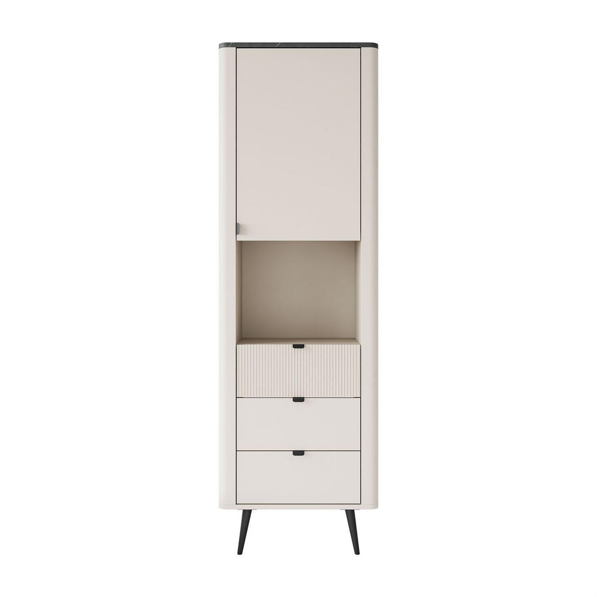 REGAL schmal AUTUMN 1D3S mit Schubladen, Kaschmir / Grauer Stein - Beige/Grau, Holzwerkstoff (60/191/40cm) - Lookway