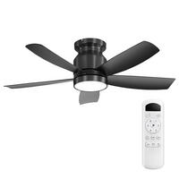 DECKENLEUCHTE mit Ventilator 106cm, mit 18W LED, Fernbedienung, 5 ABS-Flügeln - Schwarz, Kunststoff (106.68/106.68/36.3cm) - Kaket