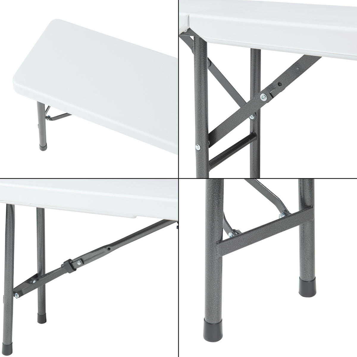 KLAPPBANK Ljusnarsberg - Weiß, Kunststoff/Metall (180/43/25cm) - [en.casa]