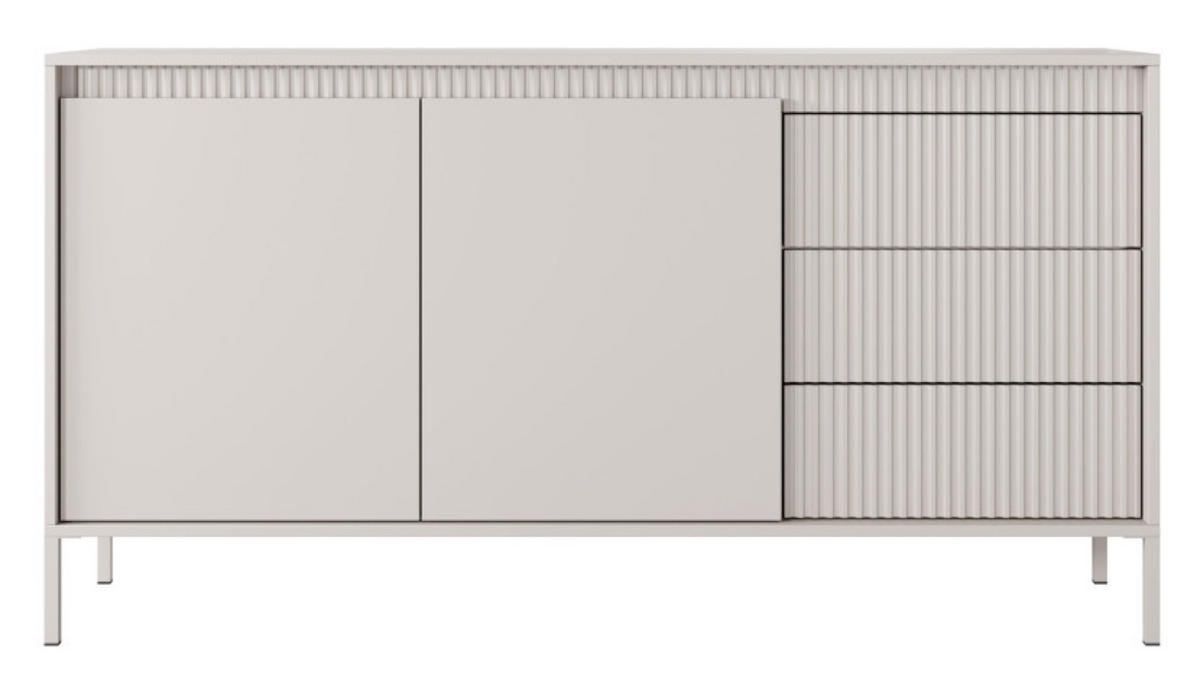 KOMMODE Beige ENSO Geriffelt 153 2D3S - Beige, Holzwerkstoff (153.5/81.4/39.5cm) - Sepro Meble