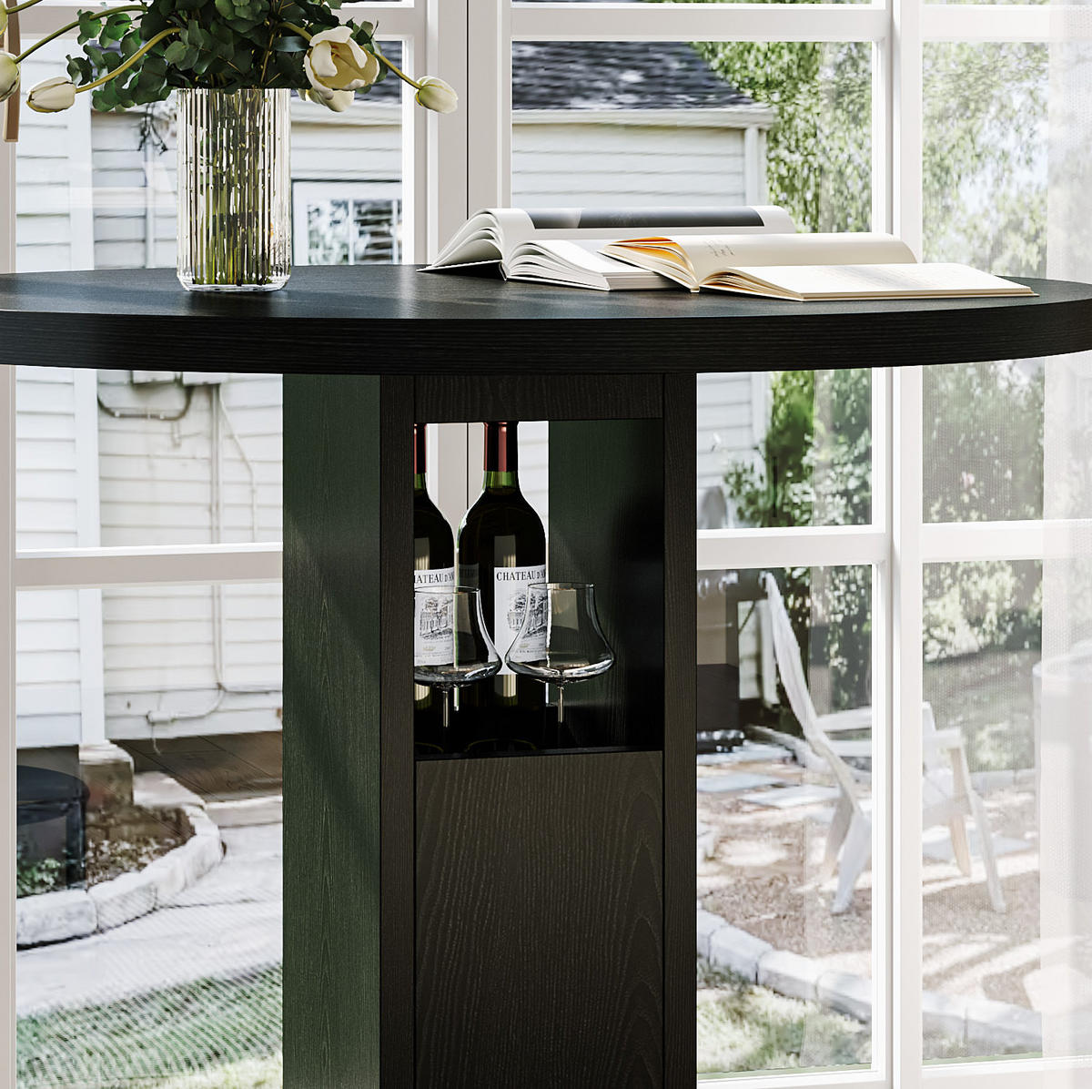 ESSTISCH-SET rund 80 cm Schwarz 3-tlg. - Schwarz, Metall (80/91.5/80cm) - Meubliv