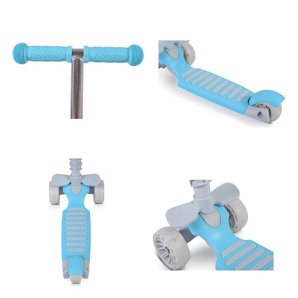 KINDERROLLER Bubblegum 2 in 1 blau Höhe einstellbar, Sitz abnehmbar, 3 Räder - Grau, Kunststoff (56/29/70cm) - Moni