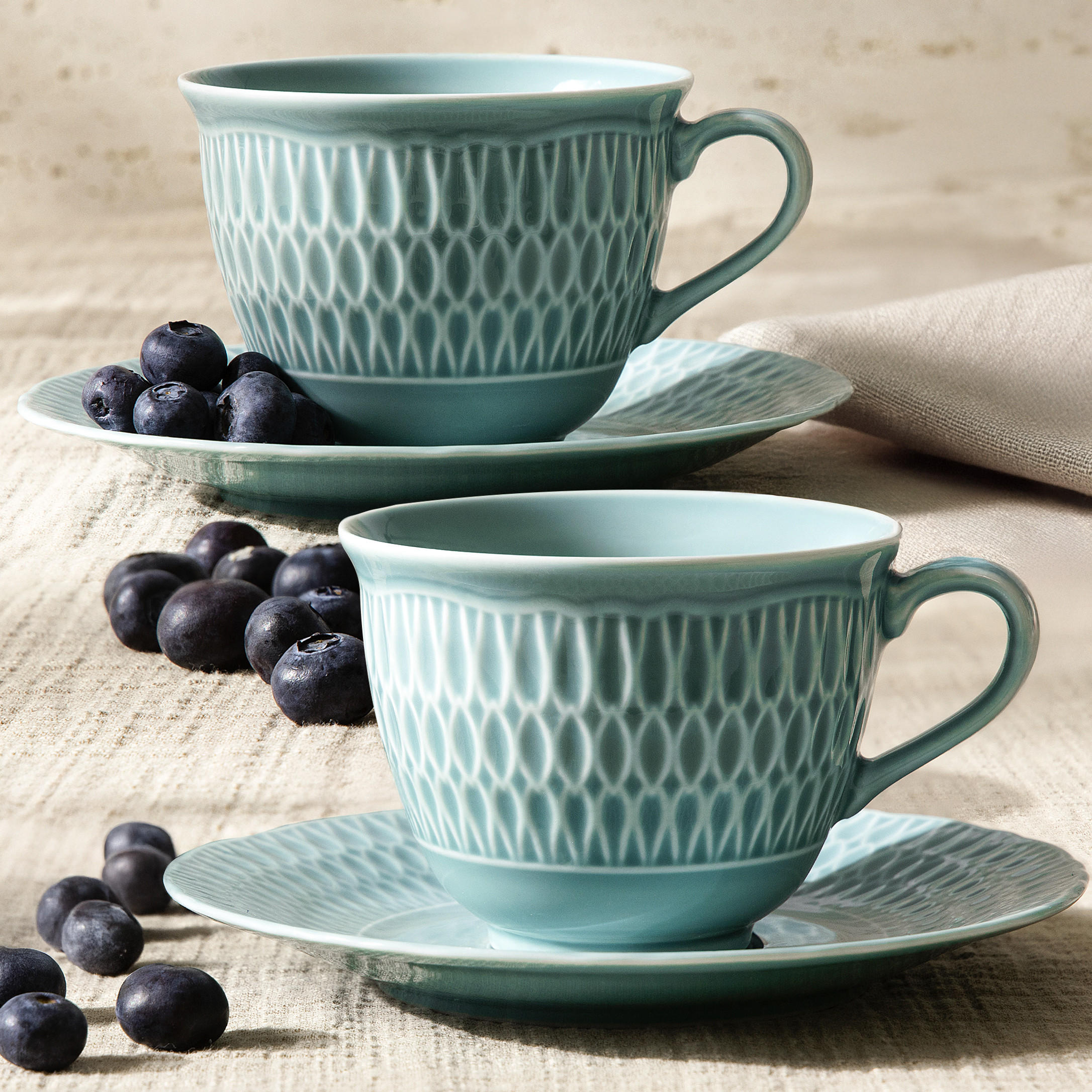 KAFFESERVICE CMIELOW SOFIA Kaffetassen-Set - Hellblau, Keramik (15.7/7.5/15.7cm) - KONSIMO®