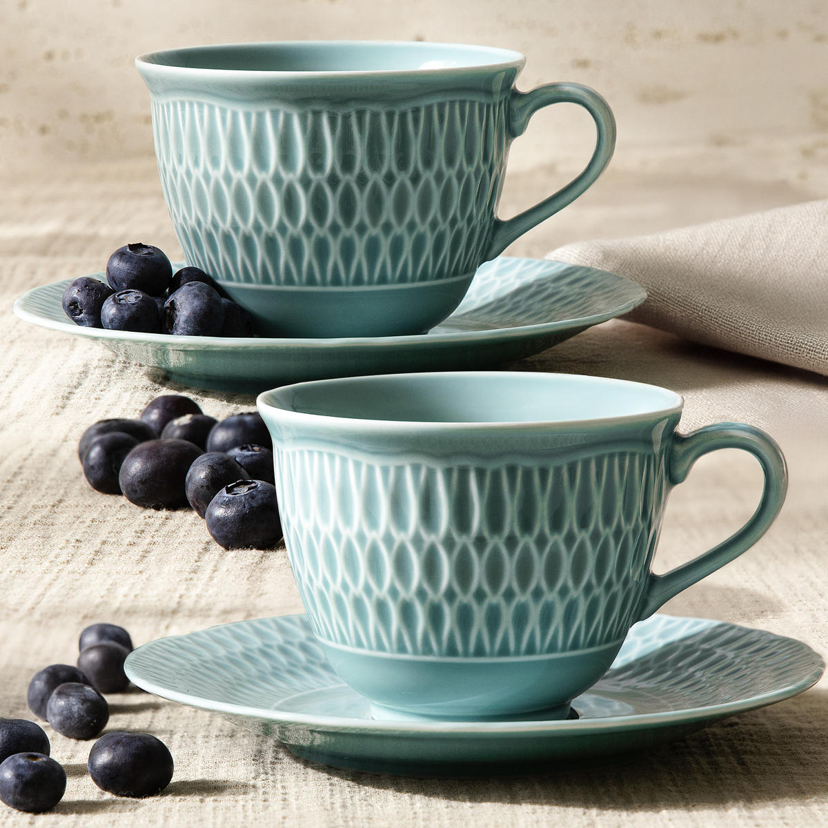 KAFFESERVICE CMIELOW SOFIA Kaffetassen-Set - Hellblau, Keramik (15.7/7.5/15.7cm) - KONSIMO®