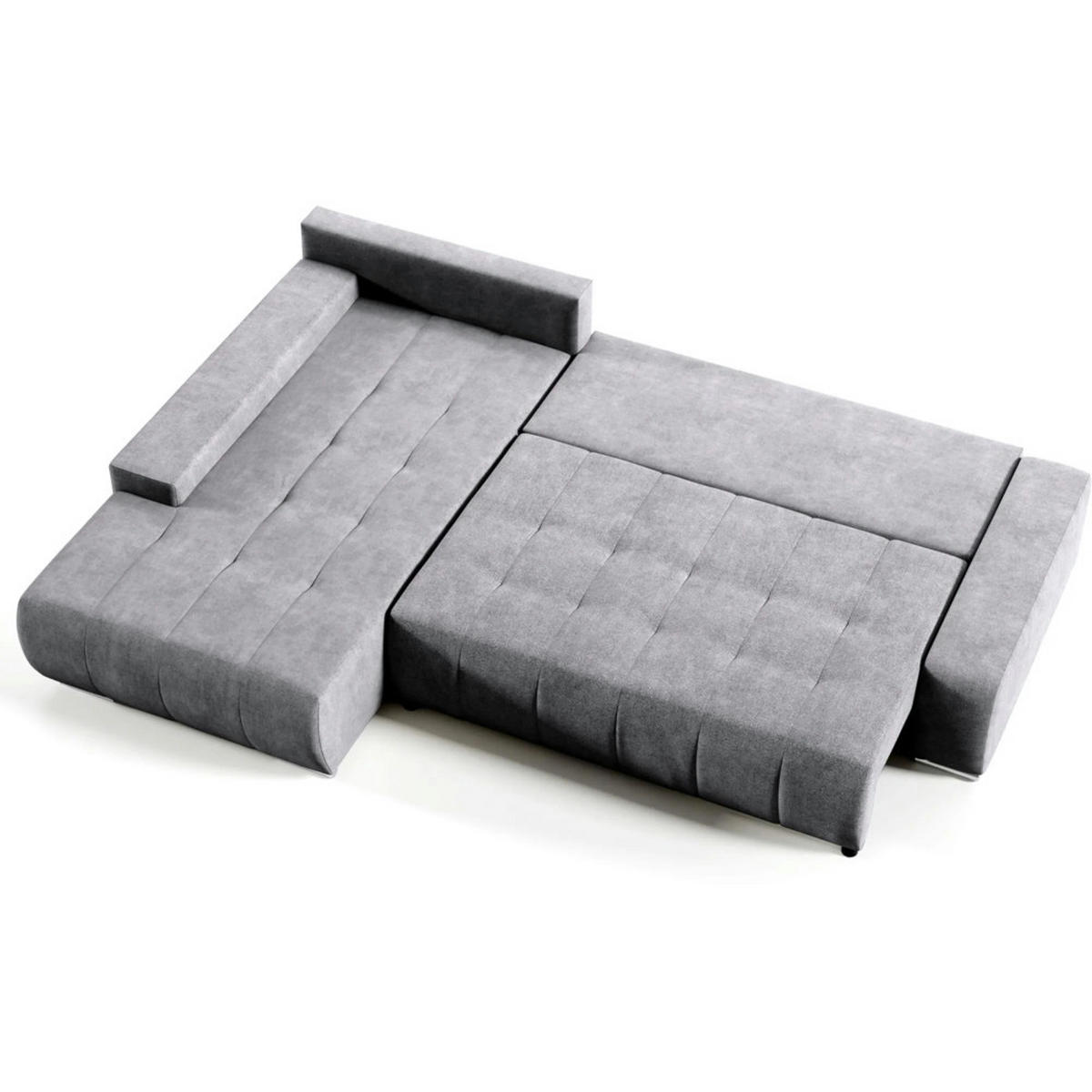 ECKSCHLAFSOFA Draco L Dunkelgrau - Dunkelgrau/Silberfarben, Textil/Metall (267/186cm) - Beautysofa