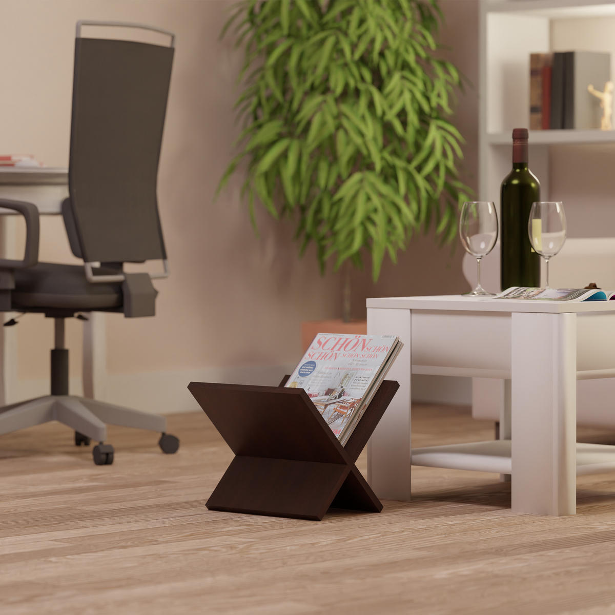ZEITUNGSSTÄNDER - Dunkelbraun, Holz (32/25.5/29cm) - Relaxdays