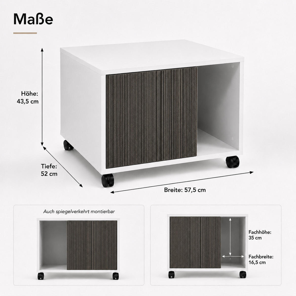 DRUCKERSCHRANK Amira Avola Anthrazit 43/57/52 cm - Anthrazit, Holzwerkstoff (57.5/43.5/52cm) - SIMPLYFURN