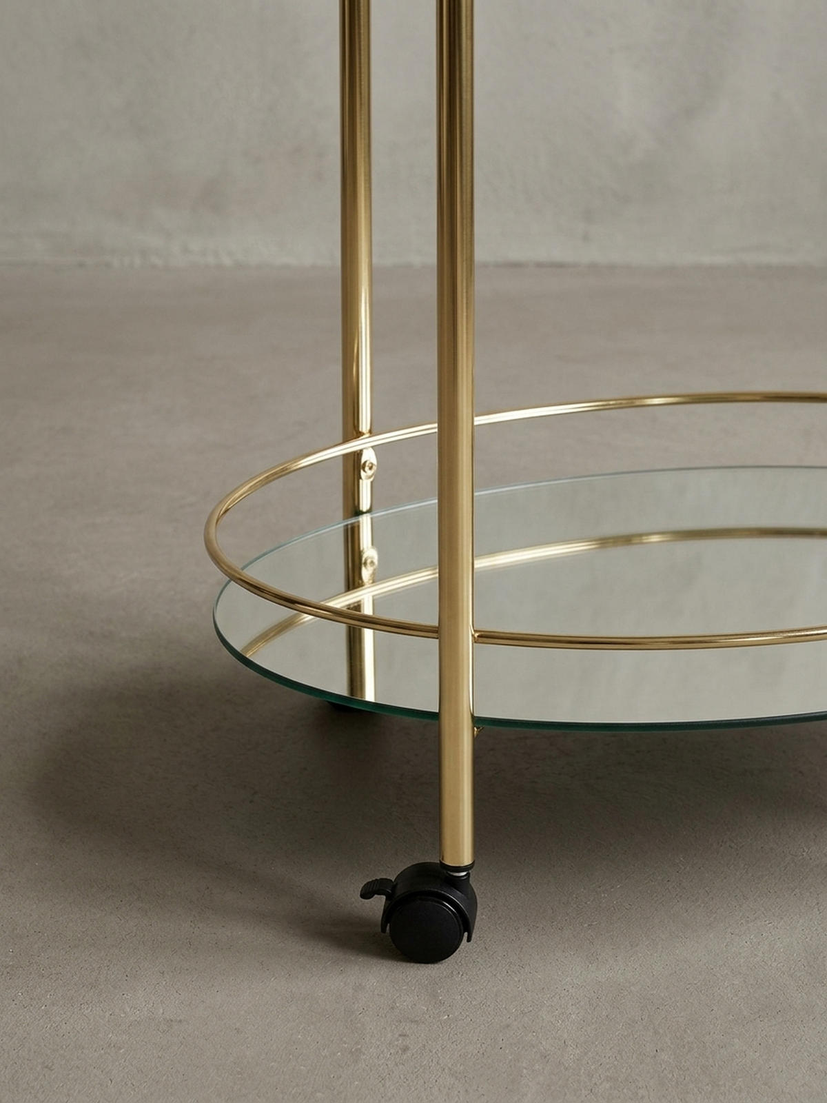 SERVIERWAGEN – Gold, 2 Glasplatten, auf Rollen - Goldfarben, Glas/Metall (67/79/46cm) - KADIMA DESIGN