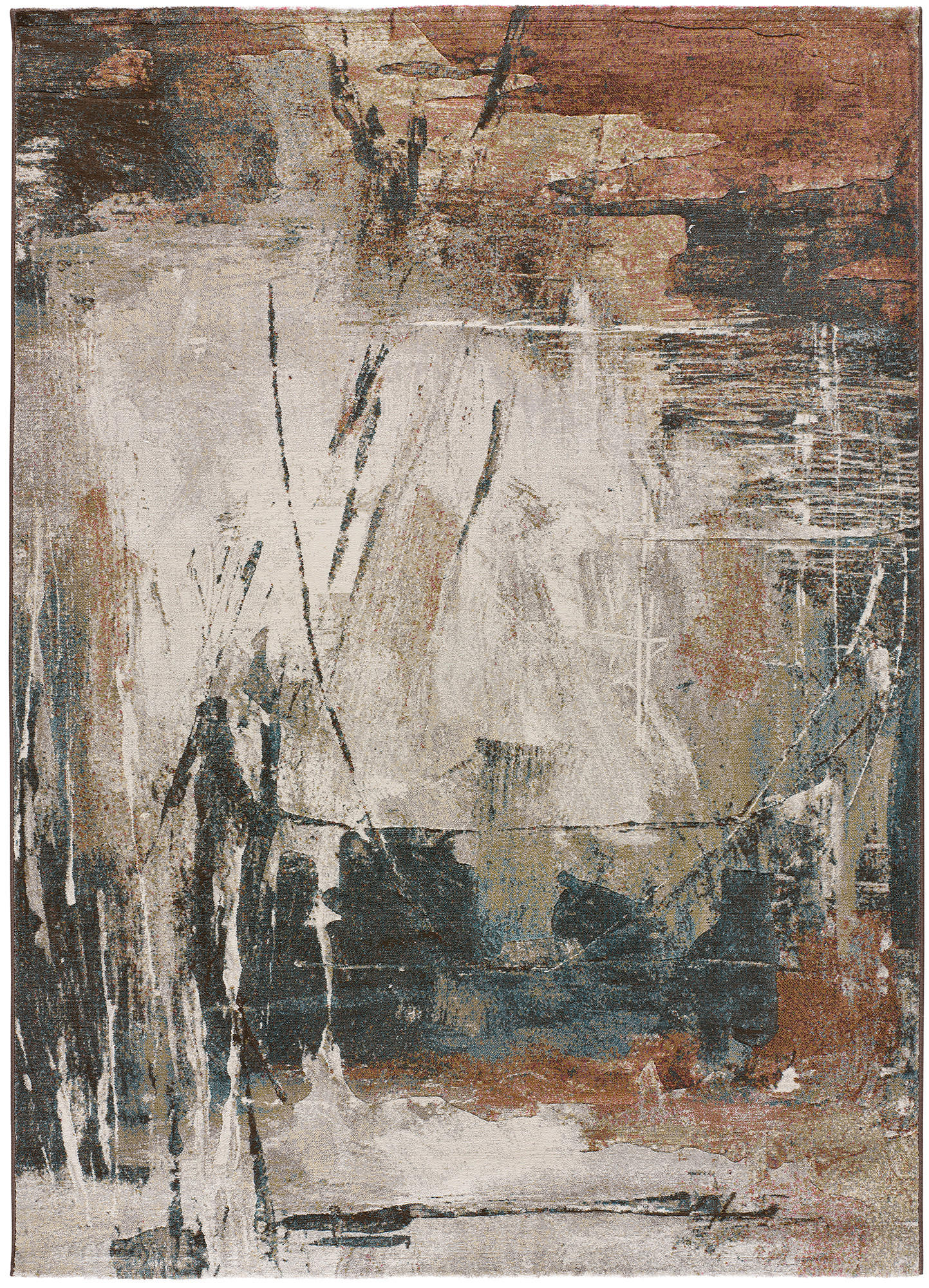 Atticgo Webteppich Mehrfarbig, Blau, Grau, Rost, Beige 133x195 cm