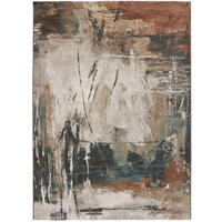 WEBTEPPICH Grau Victoria 133/195 cm - Blau/Rostfarben, Naturmaterialien/Textil (133/195cm) - Atticgo