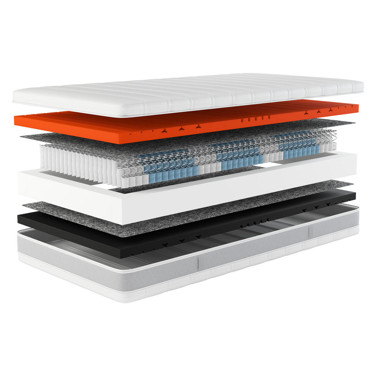 TASCHENFEDERKERN-MATRATZE "Sleep Balance TFK", H2/H3, 80 x 200 cm, Höhe: ca. 24 cm - Weiß, Textil (80/200cm) - Hn8 Schlafsysteme