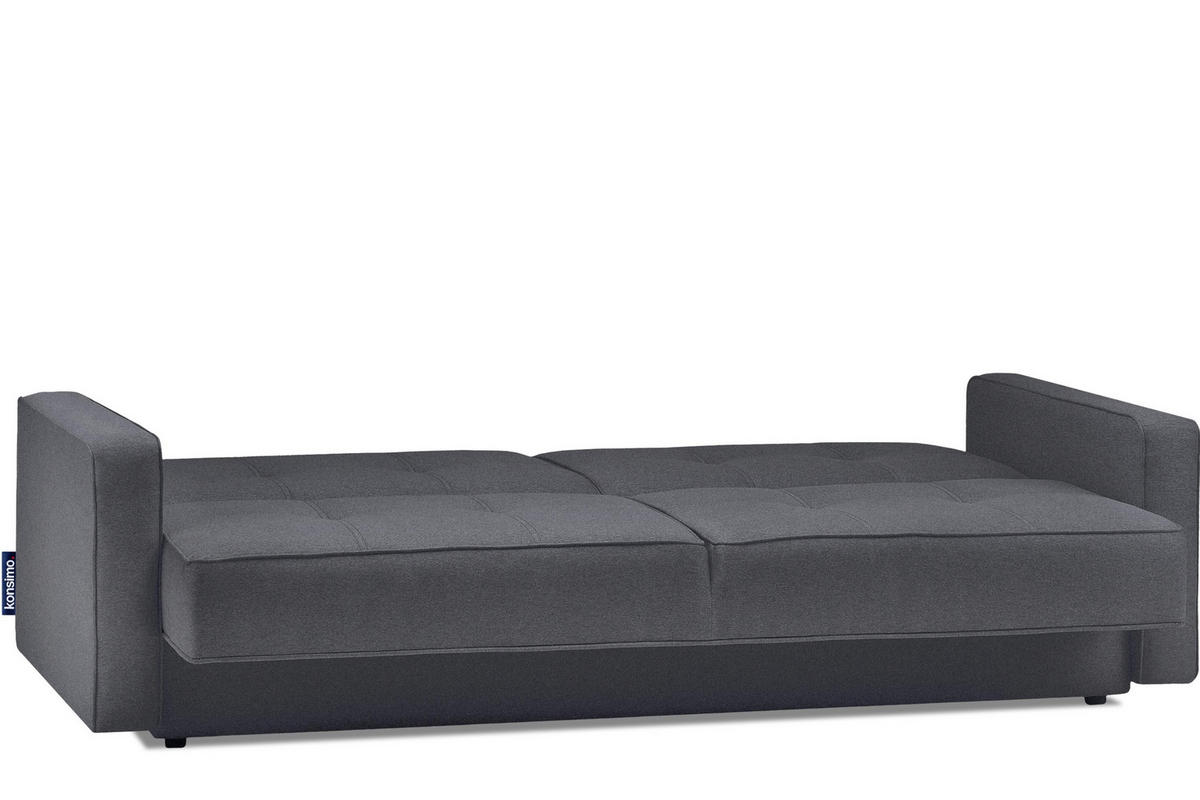 SCHLAFSOFA ORIO 3 Personen, Gewebe-Stoff, Anthrazit - Anthrazit, Textil (219/90/90cm) - KONSIMO®