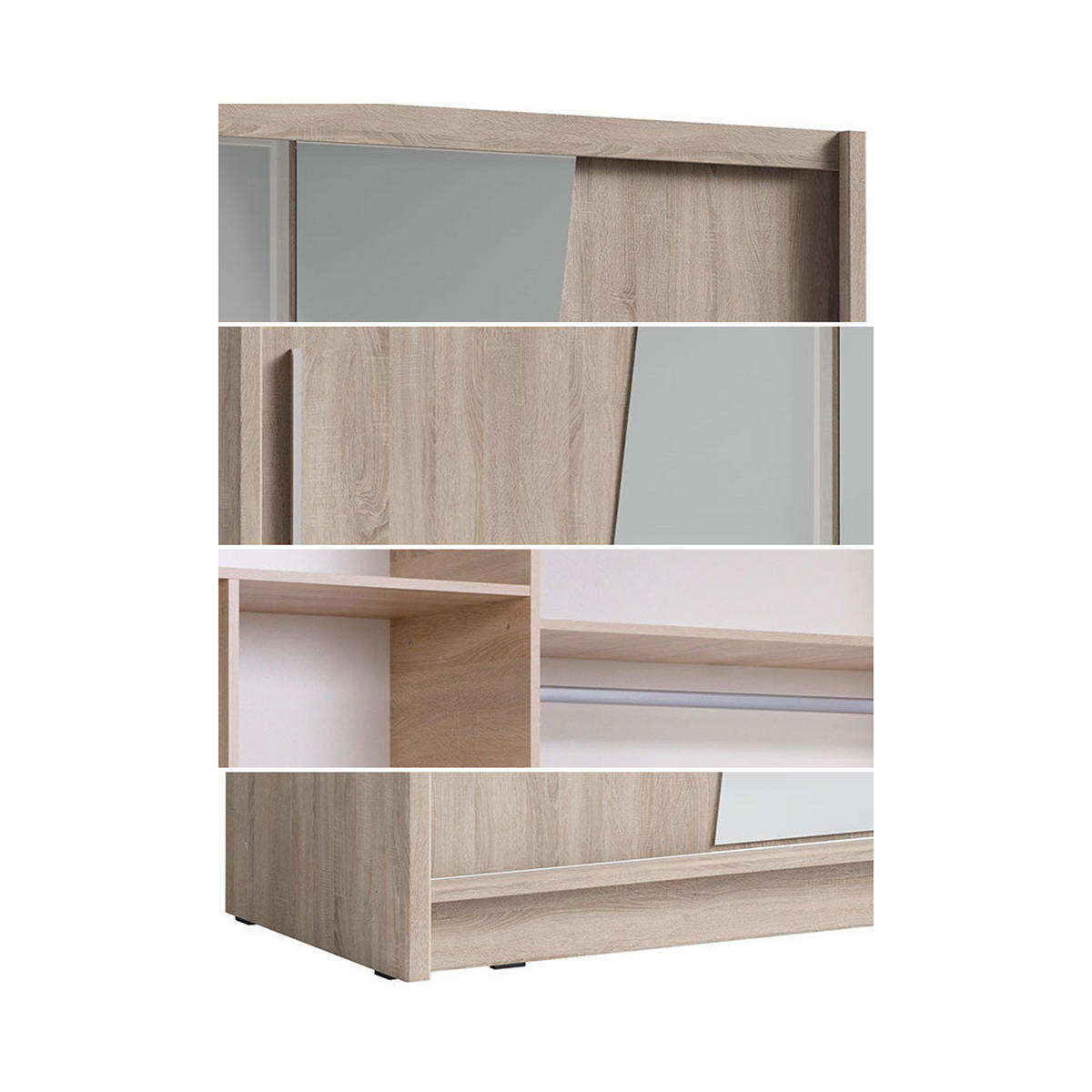 SCHIEBETÜRENSCHRANK Bergamo sonoma eiche 205 cm / 62,5 cm / 215 cm - Braun/Sonoma Eiche, Holz/Holzwerkstoff (205/215/63cm) - Feldmann-Wohnen