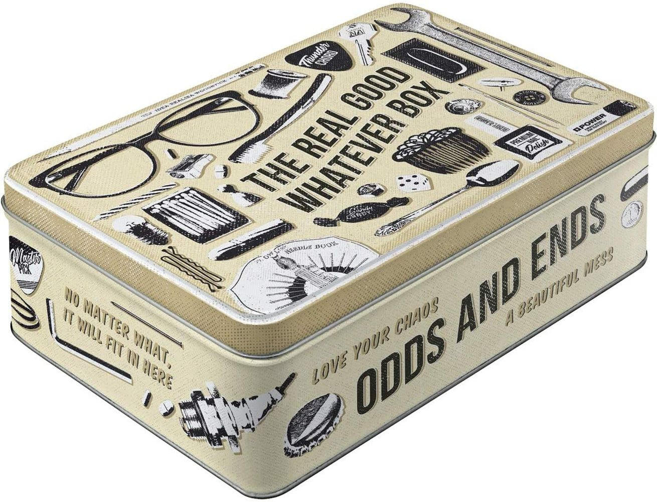 VORRATSDOSE flach Achtung Whatever Odds & Ends Box - Multicolor, Metall (23/7/16cm) - Nostalgic-Art