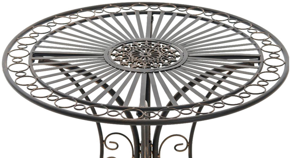 GARTENTISCH rund Ø70 cm Metall Bronze - Bronzefarben, Metall (70/70/73cm) - CLP