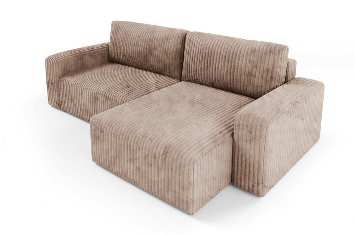 ECKSOFA mit Schlaffunktion Cord Brown - Braun, Textil (244/149cm) - Furnisell