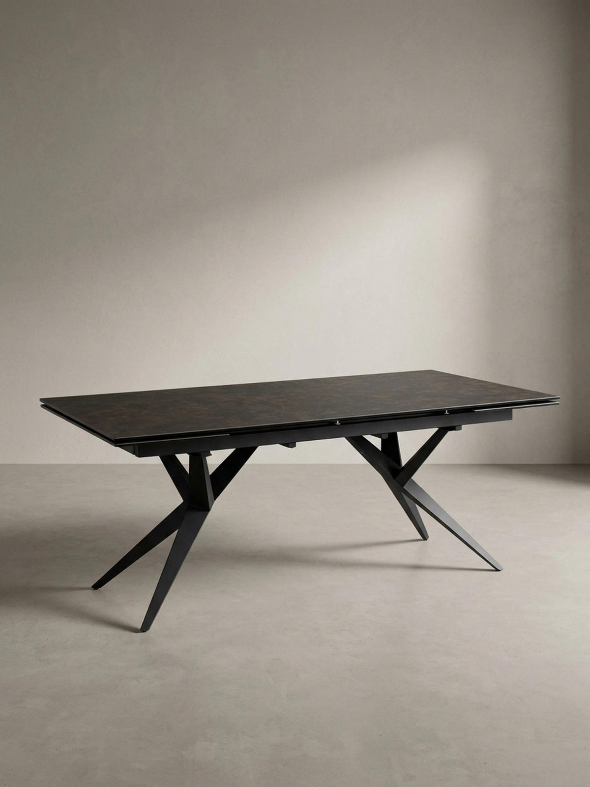 ESSTISCH Ausziehbar Keramik Glas Marmoroptik Groß, Schwarz 180x95x76 cm - Schwarz, Keramik/Metall (95/180/76cm) - KADIMA DESIGN