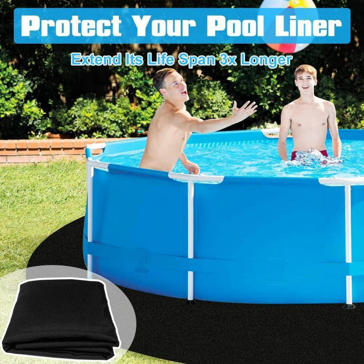 POOL Bodenplane Rund 4 m Filz - Schwarz, Textil (400/400cm)