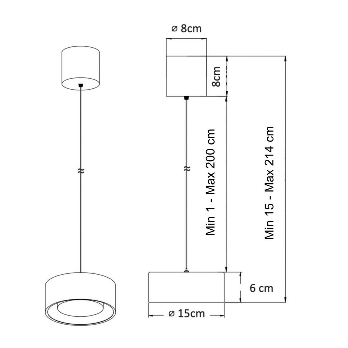 HÄNGELEUCHTE Prins, Schwarz, 6cm - Schwarz, Metall (6/15/6cm) - KOSILUM